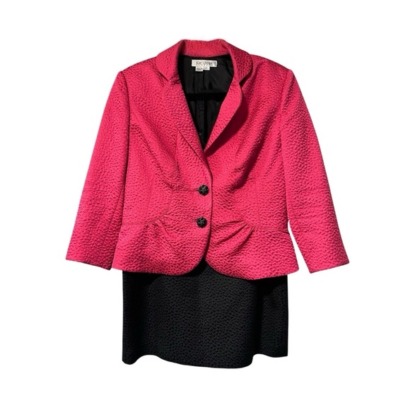 Kay Unger Women’s Pink Jacket & Navy Blue Size 12 Skirt Suit - Picture 3 of 4